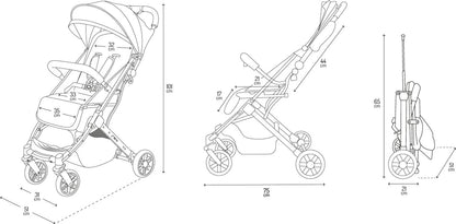 MoMi ESTELLE – Ultraleichter kompakter Kinderwagen mit Einhand-Faltung und Trolley-Funktion