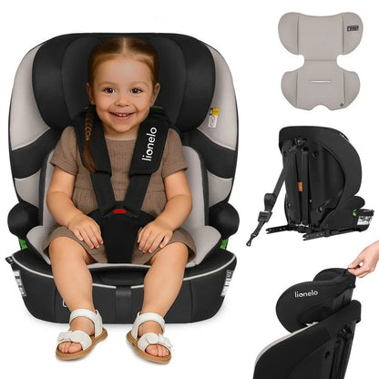 Lionelo Billy i-Size – Kindersitz 76–150 cm mit ISOFIX & verstellbarer Kopfstütze – Beige