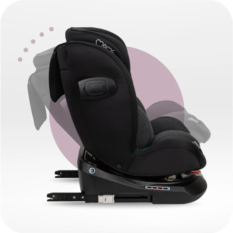 MoMi EMI – Drehbarer Kindersitz i-Size 0–36 kg, 360°, ISOFIX & Top Tether – Schwarz