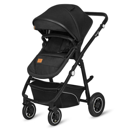 Lionelo Bianka 3-in-1 Kinderwagen – Travel System, Buggy, Tragewanne, Autositz, Faltbar, XXL Verdeck, Schwarz