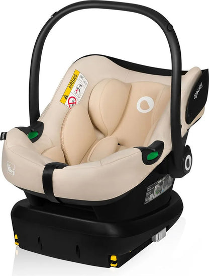 Lionelo Autositz Astrid i-Size mit ISOFIX Basis – Beige Sand