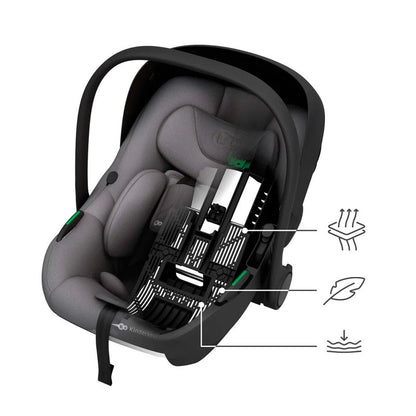 Kinderkraft I-LITE i-Size – Ultraleichte Babyschale 0-13 kg, ISOFIX & Gurtmontage, Grau