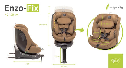 Drehbarer Kindersitz ENZO-FIX 360° mit ISOFIX, Stabilisierung & Seitenschutz – Mokka