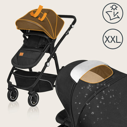 Lionelo Bianka 3-in-1 Kinderwagen – Travel System, Buggy, Tragewanne, Autositz, Faltbar, XXL Verdeck, Schwarz