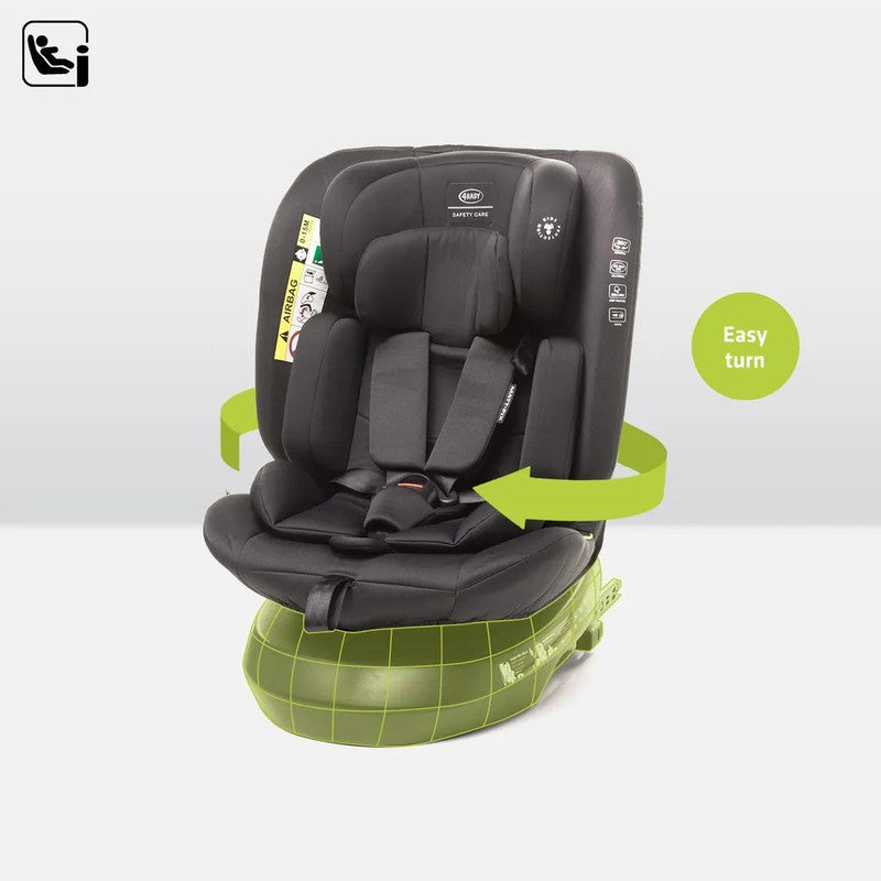 4BABY Matt-Fix I-Size Kindersitz 360° drehbar, ISOFIX, 0–36 kg, 40–150 cm – Schwarz