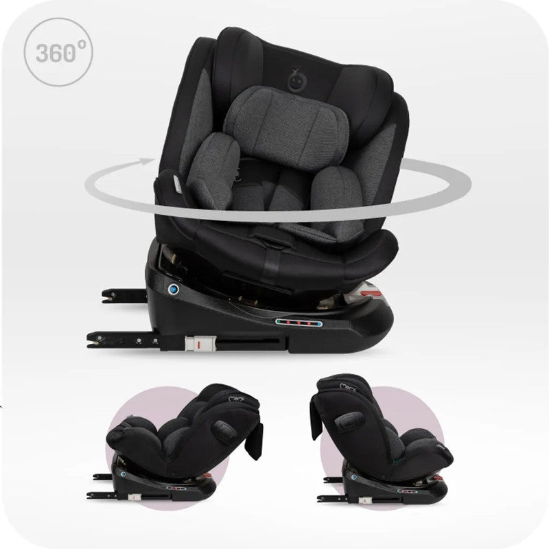 MoMi EMI – Drehbarer Kindersitz i-Size 0–36 kg, 360°, ISOFIX & Top Tether – Schwarz