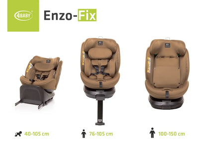 Drehbarer Kindersitz ENZO-FIX 360° mit ISOFIX, Stabilisierung & Seitenschutz – Mokka