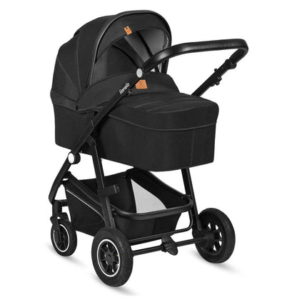 Lionelo Bianka 3-in-1 Kinderwagen – Travel System, Buggy, Tragewanne, Autositz, Faltbar, XXL Verdeck, Schwarz