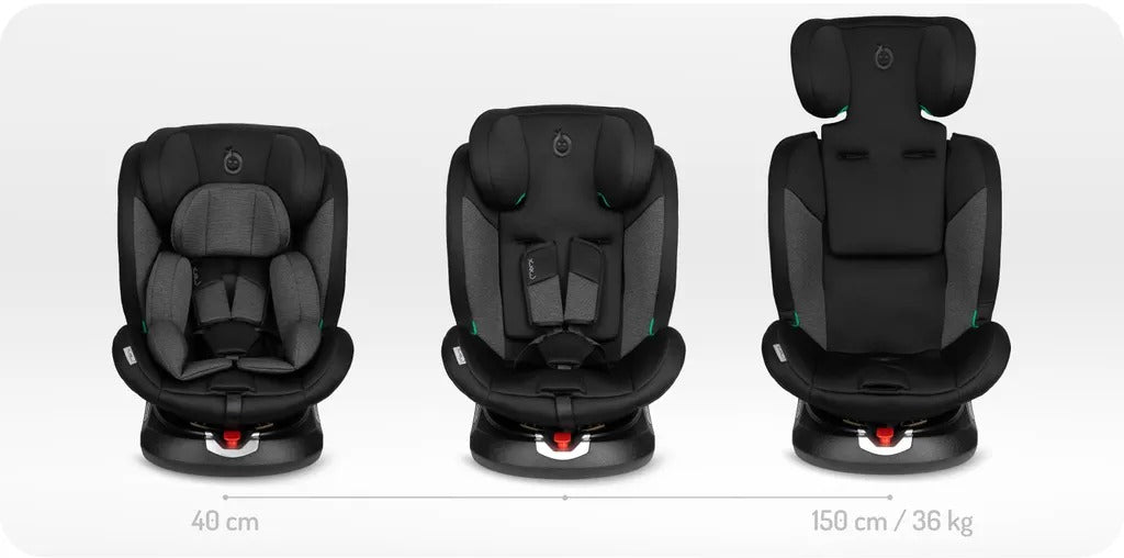 MoMi EMI – Drehbarer Kindersitz i-Size 0–36 kg, 360°, ISOFIX & Top Tether – Schwarz