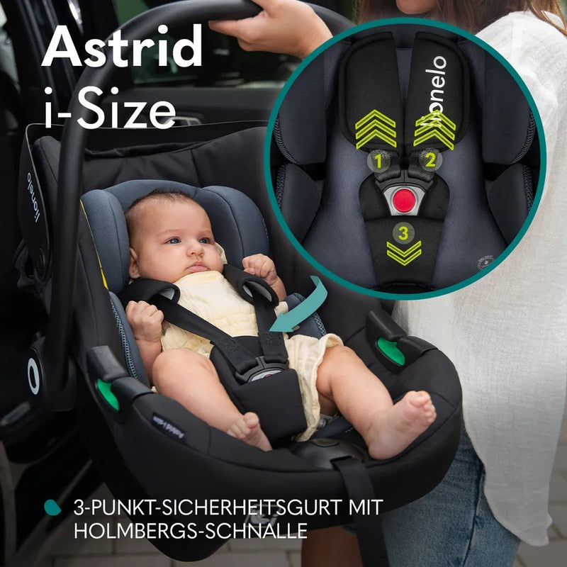 Lionelo Astrid i-Size Babyschale 40–87 cm, bis 16 kg, höhenverstellbar – Schwarz/Grau