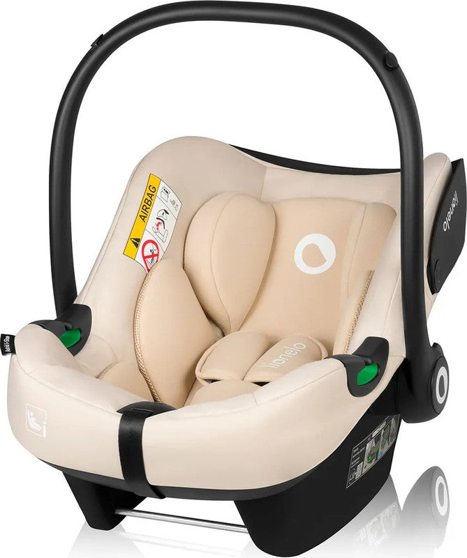 Lionelo Autositz Astrid i-Size mit ISOFIX Basis – Beige Sand
