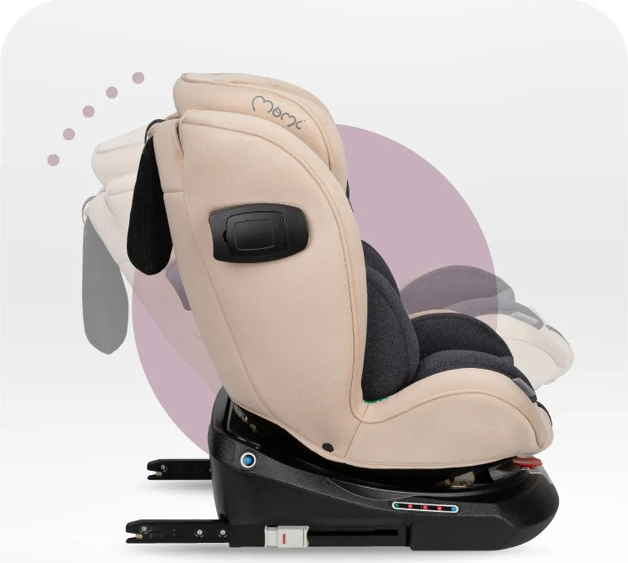 MoMi EMI – Kinderautositz i-Size 0–36 kg, 360° drehbar, ISOFIX + Top Tether – Beige