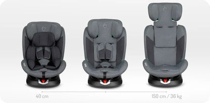 MoMi EMI Kindersitz i-Size 0–36 kg, 360° drehbar, ISOFIX – Grau