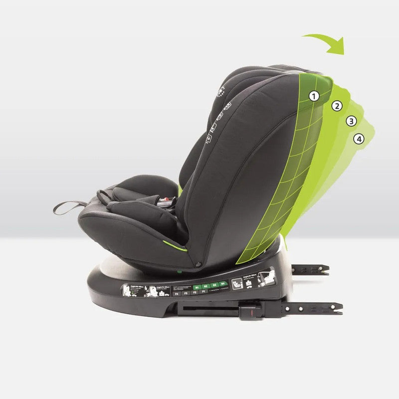 4BABY Matt-Fix I-Size Kindersitz 360° drehbar, ISOFIX, 0–36 kg, 40–150 cm – Schwarz