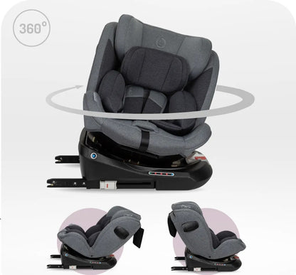 MoMi EMI Kindersitz i-Size 0–36 kg, 360° drehbar, ISOFIX – Grau