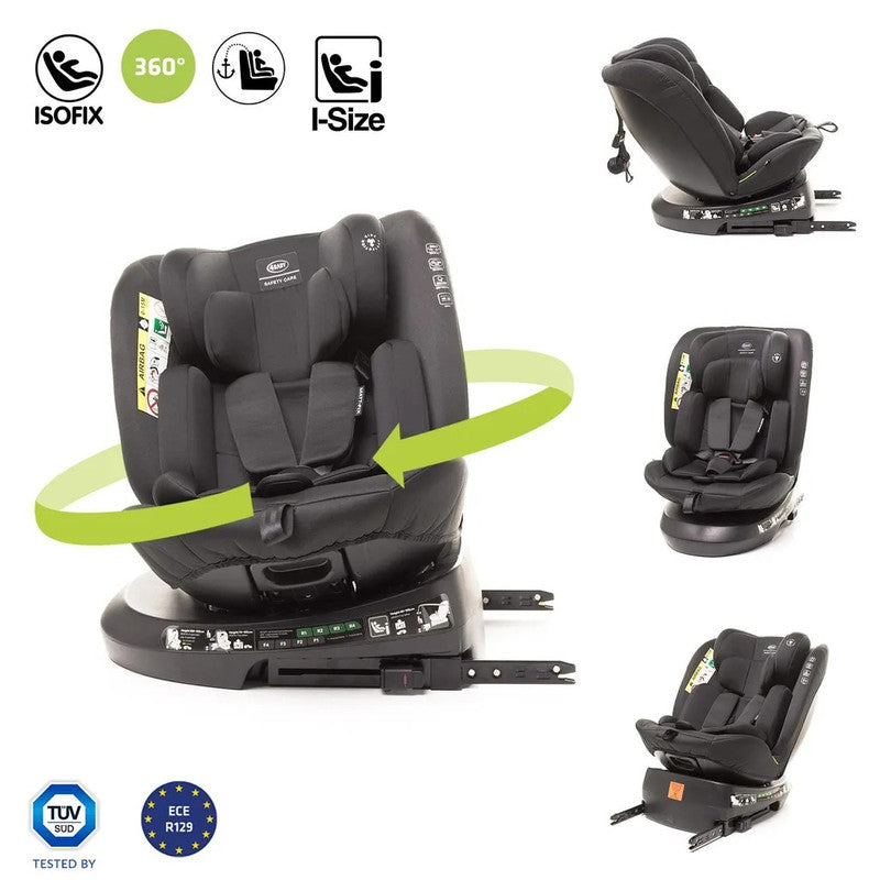 4BABY Matt-Fix I-Size Kindersitz 360° drehbar, ISOFIX, 0–36 kg, 40–150 cm – Schwarz
