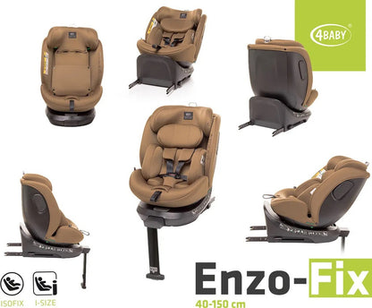 Drehbarer Kindersitz ENZO-FIX 360° mit ISOFIX, Stabilisierung & Seitenschutz – Mokka