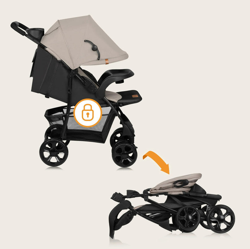 Lionelo Emma Plus Buggy – Kompakt, leicht und bequem, Beige Latte
