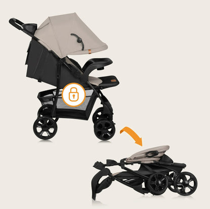 Lionelo Emma Plus Buggy – Kompakt, leicht und bequem, Beige Latte