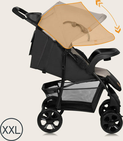 Lionelo Emma Plus Buggy – Kompakt, leicht und bequem, Beige Latte