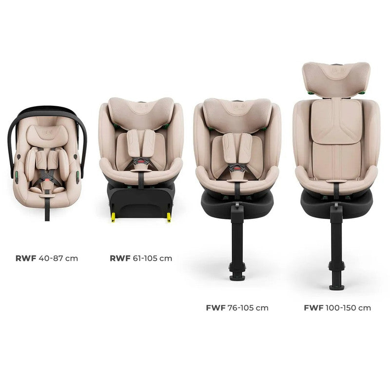Kinderkraft ENDURA SAFE – 2-in-1 Kindersitz mit drehbarer ISOFIX-Basis – i-Size – Beige