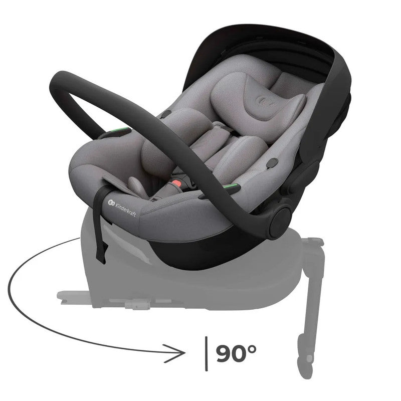 Kinderkraft I-LITE i-Size – Ultraleichte Babyschale 0-13 kg, ISOFIX & Gurtmontage, Grau